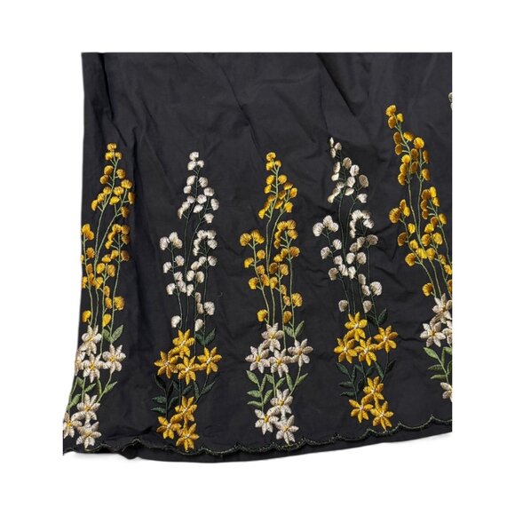 Black Embroidered Dress w Tied Bishop Sleeves - Picture 2 of 6